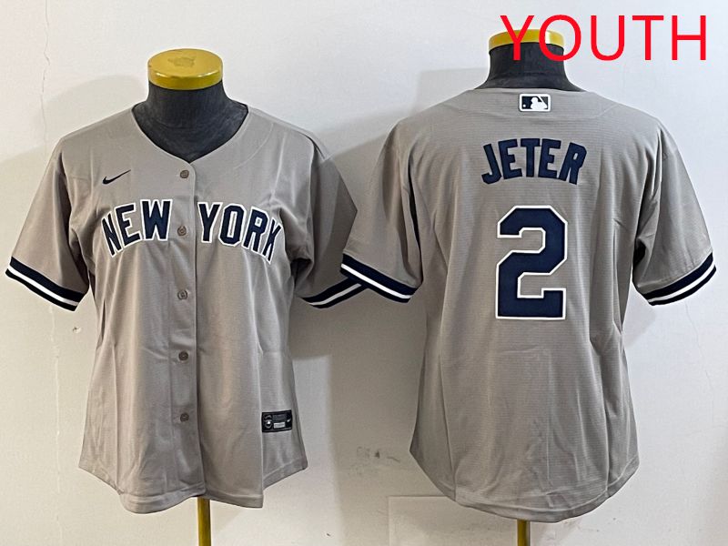 Youth New York Yankees 2 Jeter Grey Game 2025 Nike MLB Jersey style 5